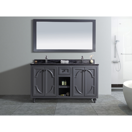 LAVIVA Odyssey, 60, Maple Grey Cabinet & Black Wood Counter 313613-60G-BW